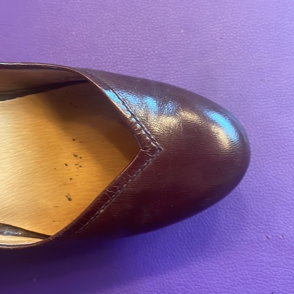 FRYE ‘Heather’ ankle strap sz6 oxblood strap wedge heart shaped vamp - Picture 2 of 8